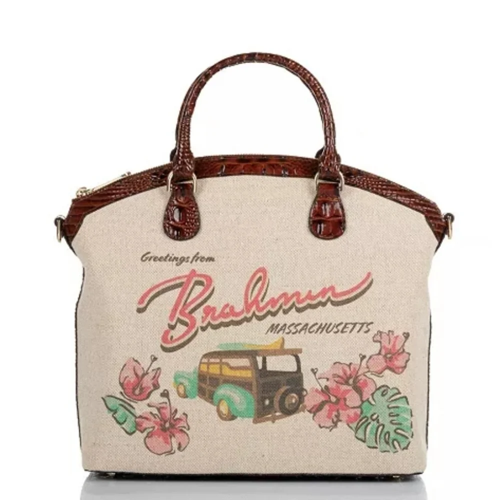 🤎▪️Brahmin▪️ Large Duxbury in PECAN PIPA Canvas & Leather